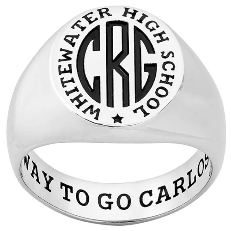 Men's Sterling Silver Monogram Signet Class Ring sold by Limoges Jewelry