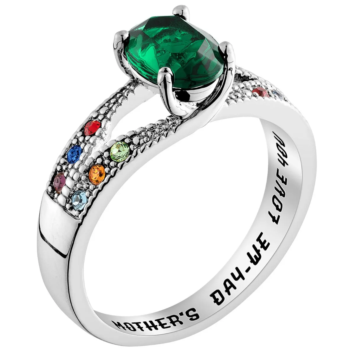 Silver Plated Mother/ Grandmother's Oval Family Birthstone Ring sold by Limoges Jewelry product image thumbnail 2