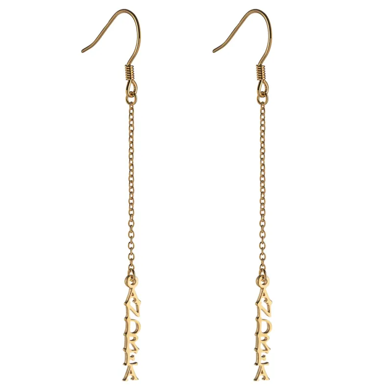 14K Gold over Sterling Personalized Name Dangle Earring sold by Limoges Jewelry