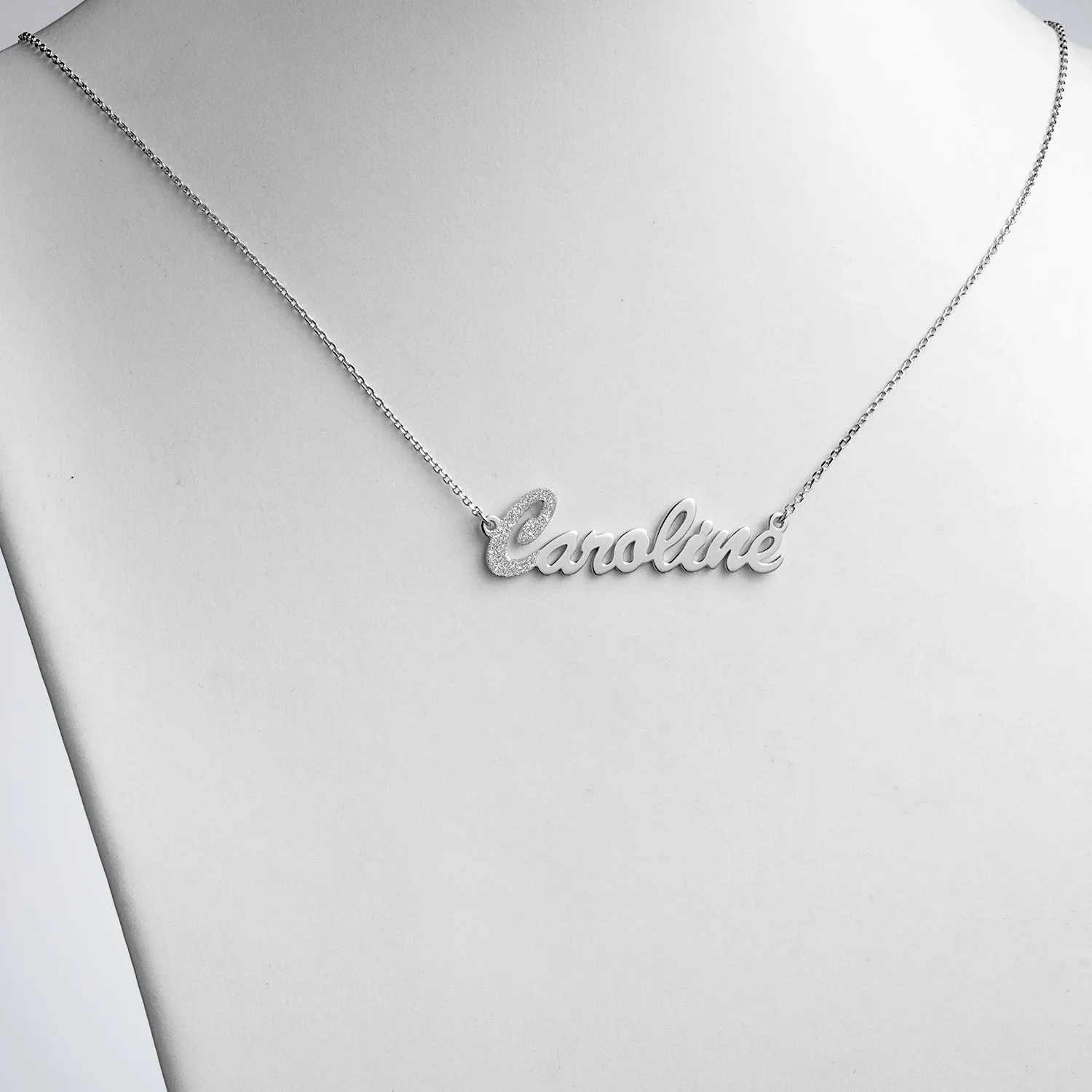 Sterling Silver Dual Finish Script Name Necklace sold by Limoges Jewelry product image thumbnail 2