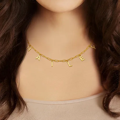 Dangling Name Paperclip Chain Necklace sold by Limoges Jewelry product image thumbnail 5