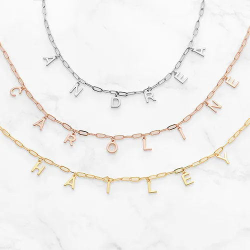 Dangling Name Paperclip Chain Necklace sold by Limoges Jewelry