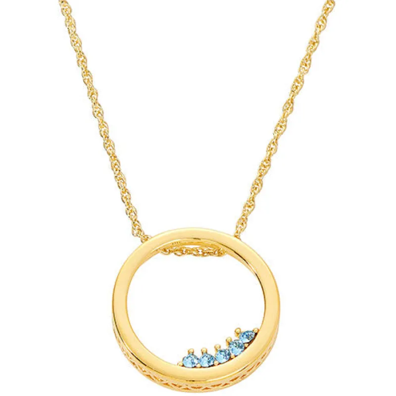 Circle Slider March Birthstone Necklace sold by Limoges Jewelry