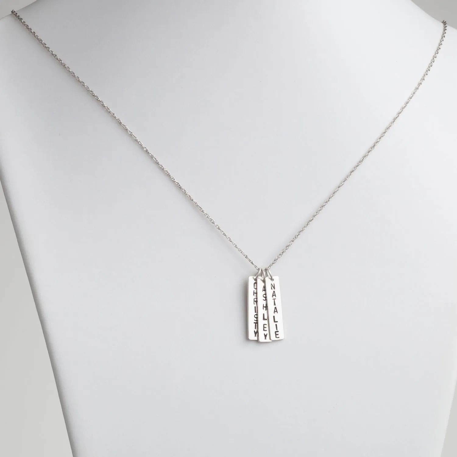 Sterling Silver Family Engraved Name Bar Necklace - 3 Names sold by Limoges Jewelry product image thumbnail 2