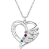 Silver Plated Engraved Birthstone Open Heart Mom Necklace sold by Limoges Jewelry