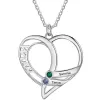 Silver Plated Engraved Birthstone Open Heart Mom Necklace sold by Limoges Jewelry