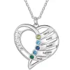 Silver Plated Engraved Birthstone Open Heart Mom Necklace sold by Limoges Jewelry