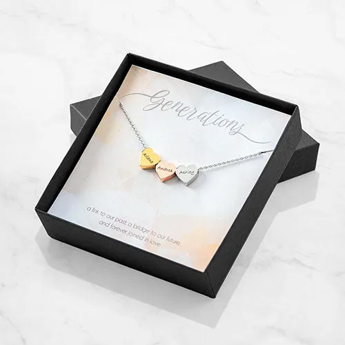 Tricolor Petite Engraved Generations Heart Necklace sold by Limoges Jewelry product image thumbnail 2