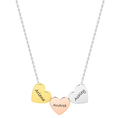 Tricolor Petite Engraved Generations Heart Necklace sold by Limoges Jewelry