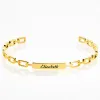 Frozen Paperclip Chain Engraved Cuff Bracelet sold by Limoges Jewelry