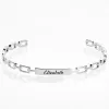 Frozen Paperclip Chain Engraved Cuff Bracelet sold by Limoges Jewelry