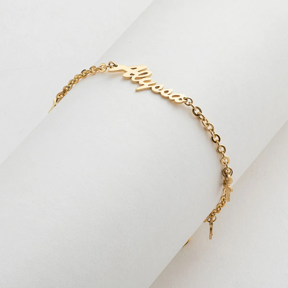 Gold Stainless Steel Name Bracelet with Cross Charms sold by Limoges Jewelry product image thumbnail 2
