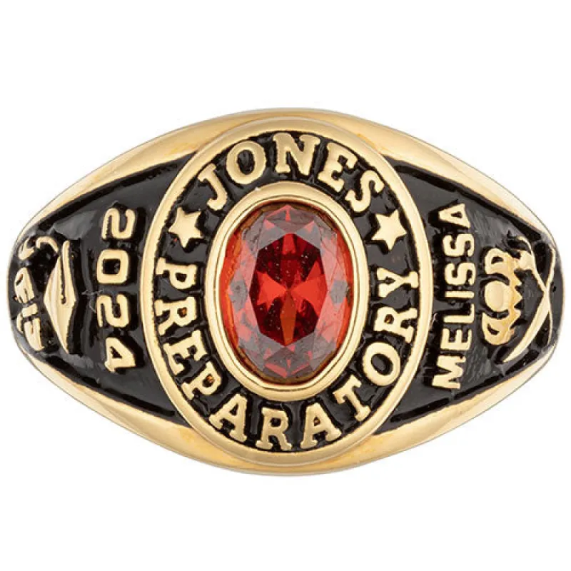 Ladies' Yellow Celebrium Traditional Oval Birthstone Class Ring sold by Limoges Jewelry