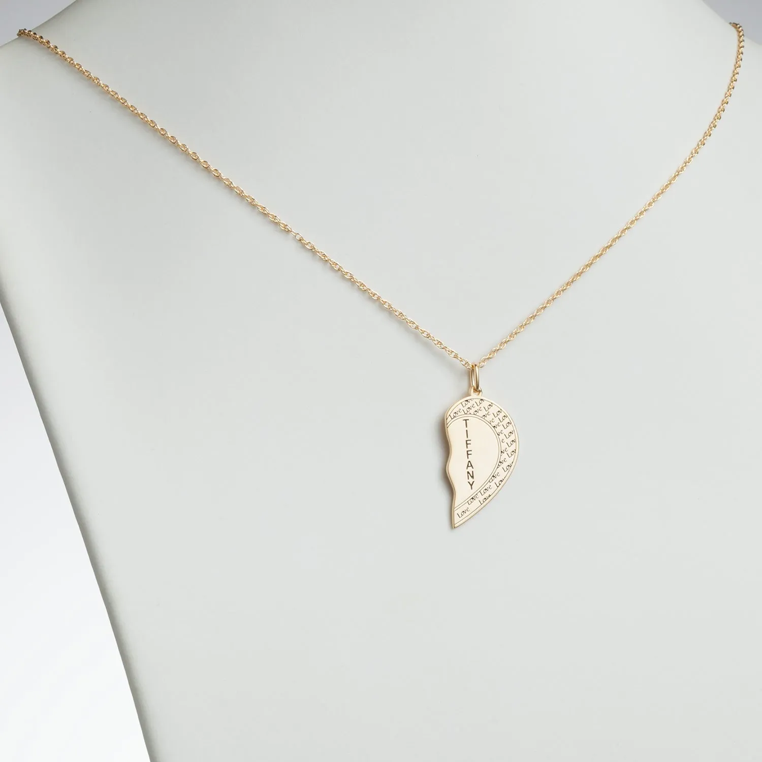 14K Gold over Sterling Couples Name Shareable Heart Necklace sold by Limoges Jewelry product image thumbnail 4