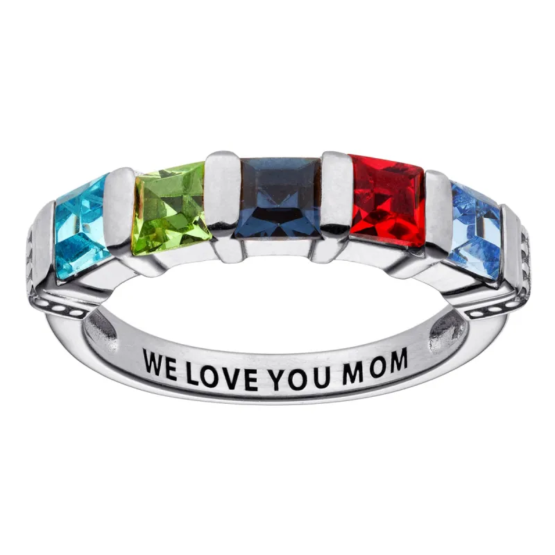 Mother's Square Birthstone Ring sold by Limoges Jewelry