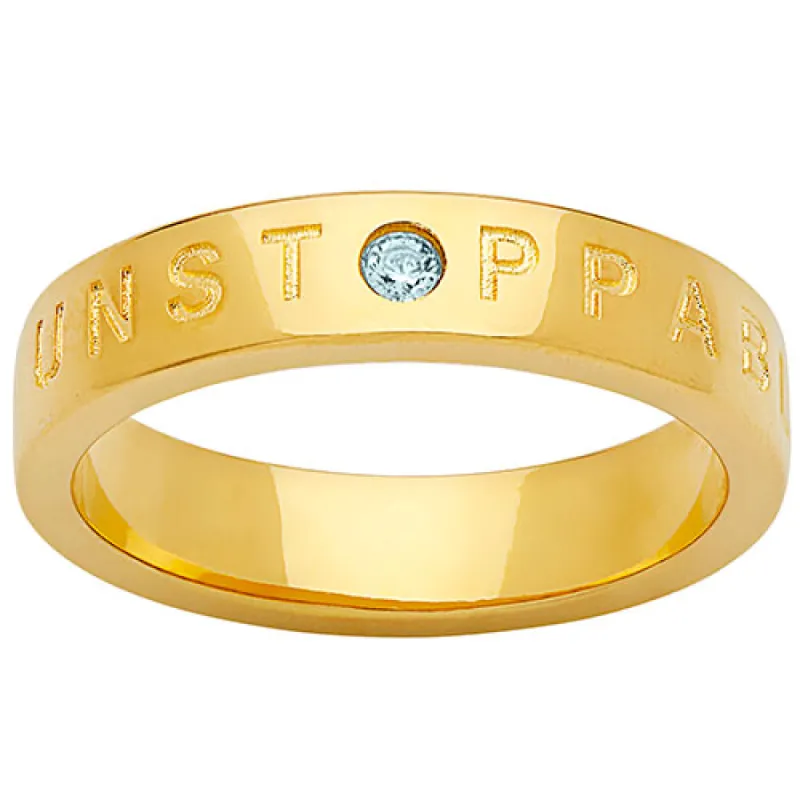 UNSTOPPABLE 14K Gold Plated Birthstone Empowerment Ring sold by Limoges Jewelry