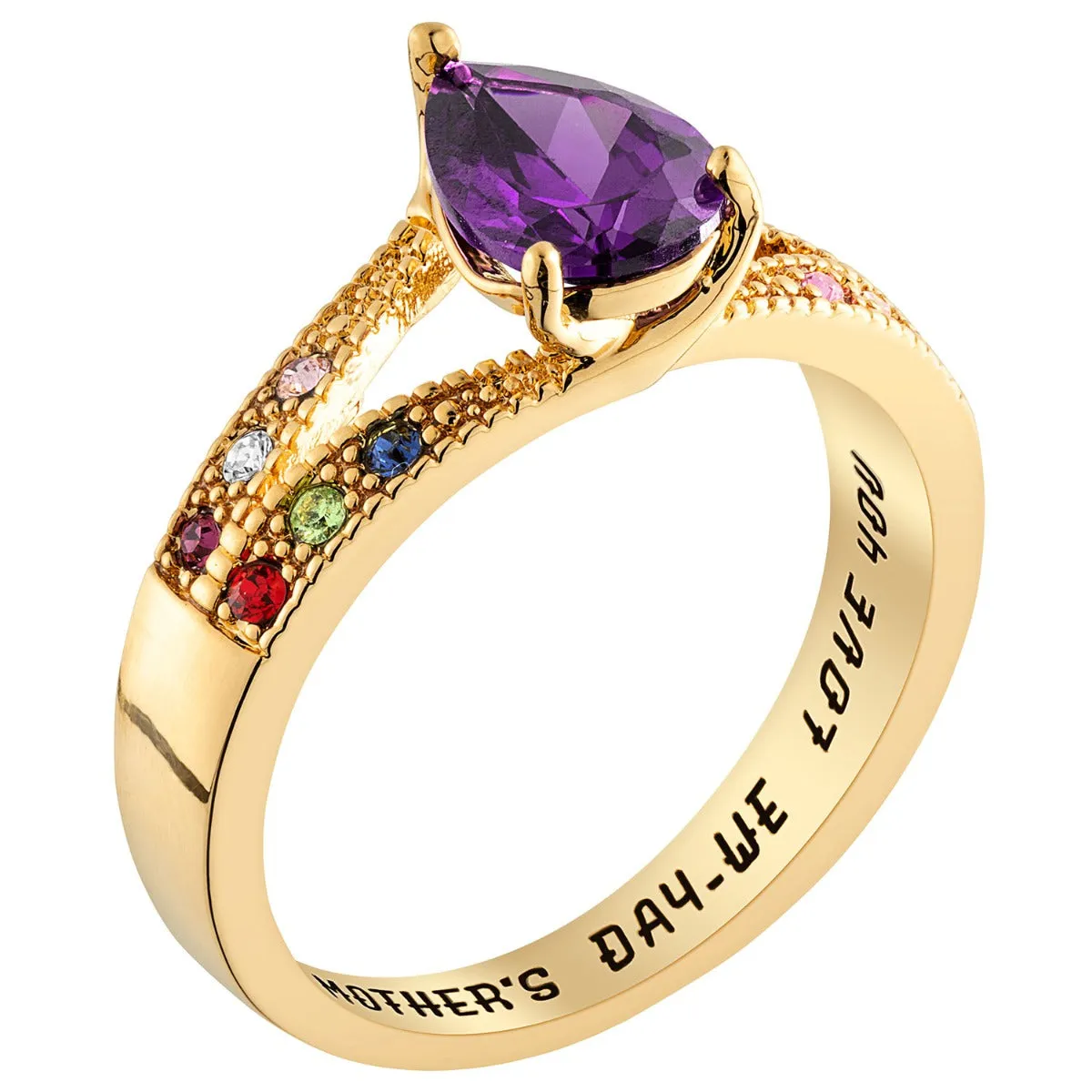 14K Gold Plated Mother/ Grandmother's Pear Family Birthstone Ring sold by Limoges Jewelry product image thumbnail 2