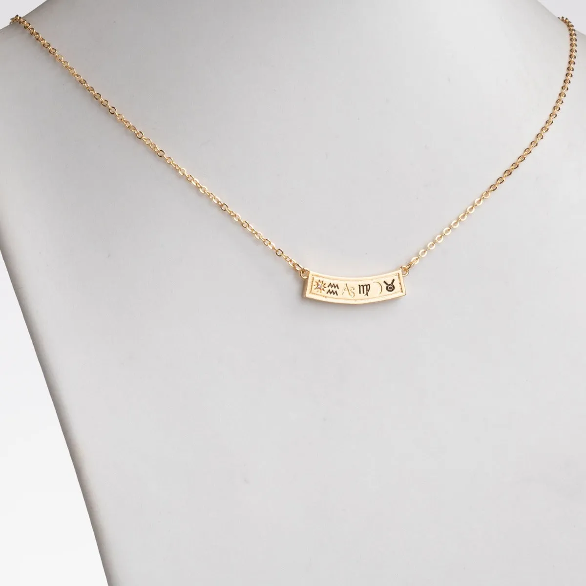 14K Gold Plated Zodiac Curved Bar Pendant sold by Limoges Jewelry product image thumbnail 3