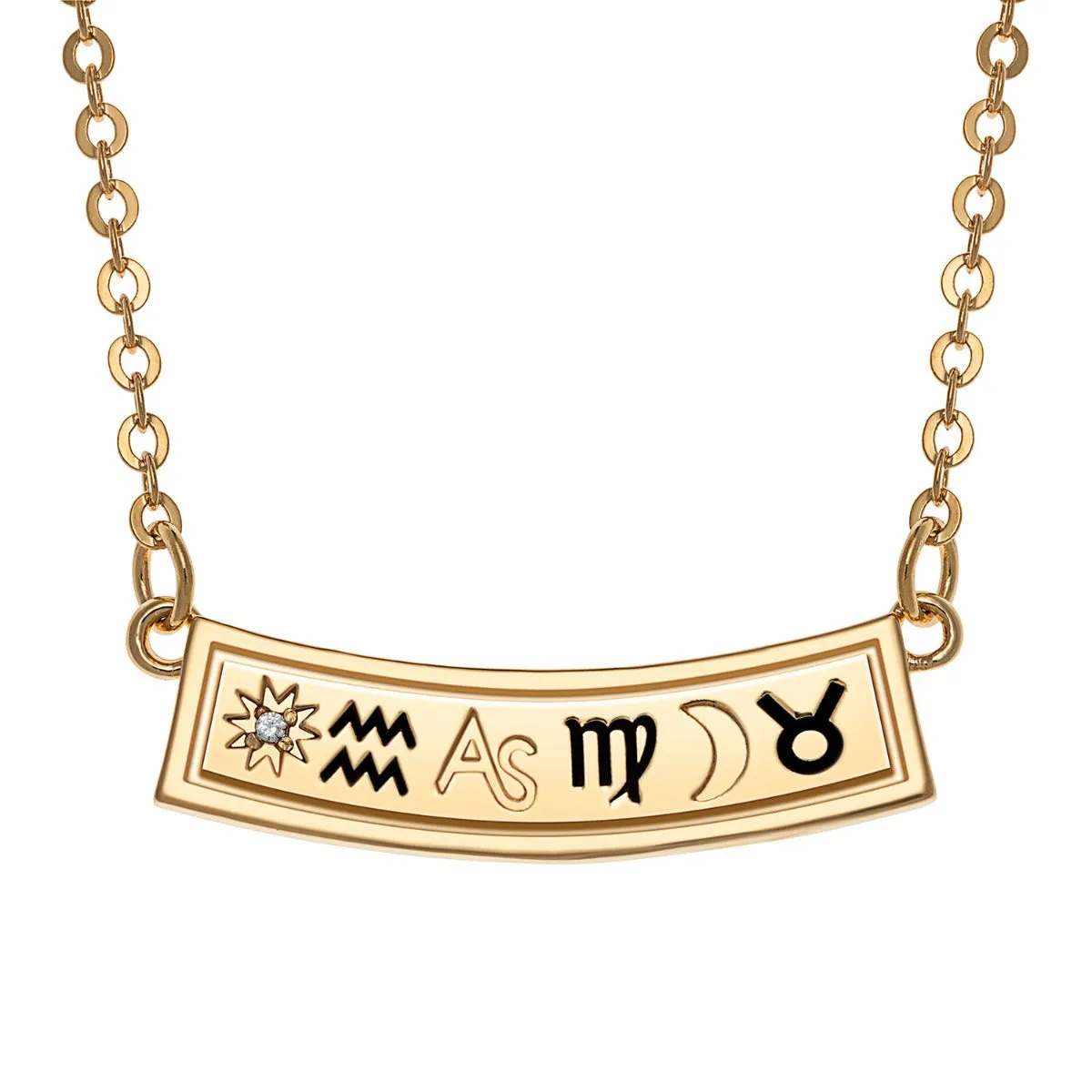 14K Gold Plated Zodiac Curved Bar Pendant sold by Limoges Jewelry product image thumbnail 2