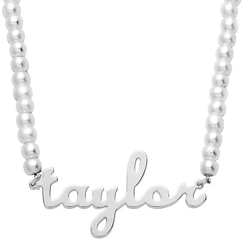 Lowercase Script Name Glass Pearl Necklace sold by Limoges Jewelry product image thumbnail 2