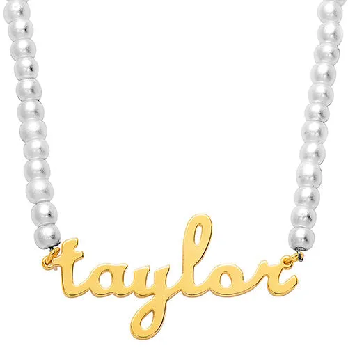 Lowercase Script Name Glass Pearl Necklace sold by Limoges Jewelry product image thumbnail 4