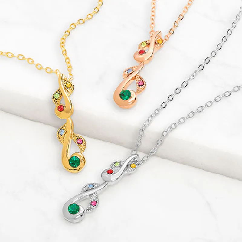 Sterling Silver Swirl Birthstone Necklace sold by Limoges Jewelry