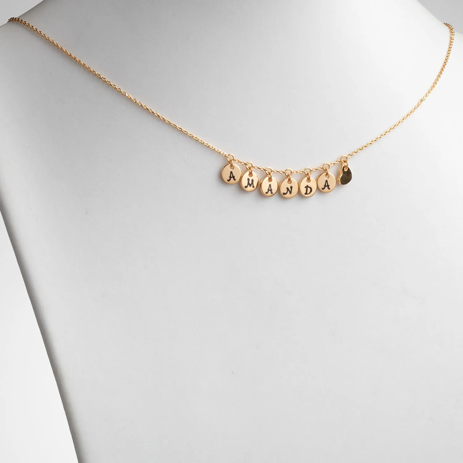 14K Gold over Sterling Disc Name with Heart Charm Necklace sold by Limoges Jewelry product image thumbnail 2