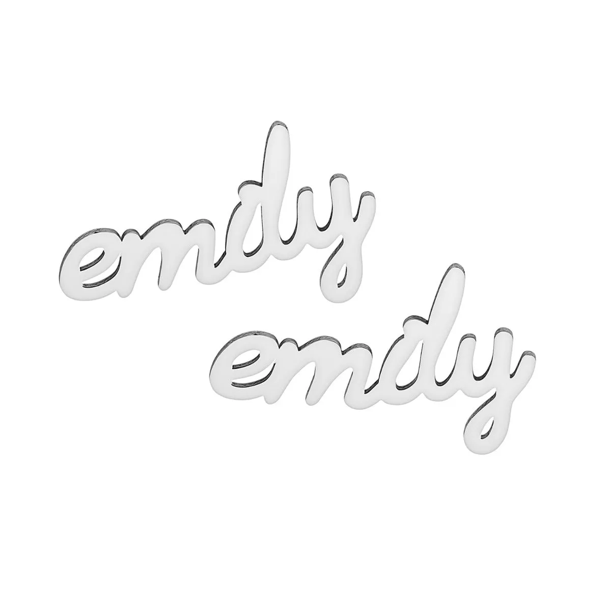 Stainless Steel Lowercase Script Name Crawler Earrings sold by Limoges Jewelry product image thumbnail 2