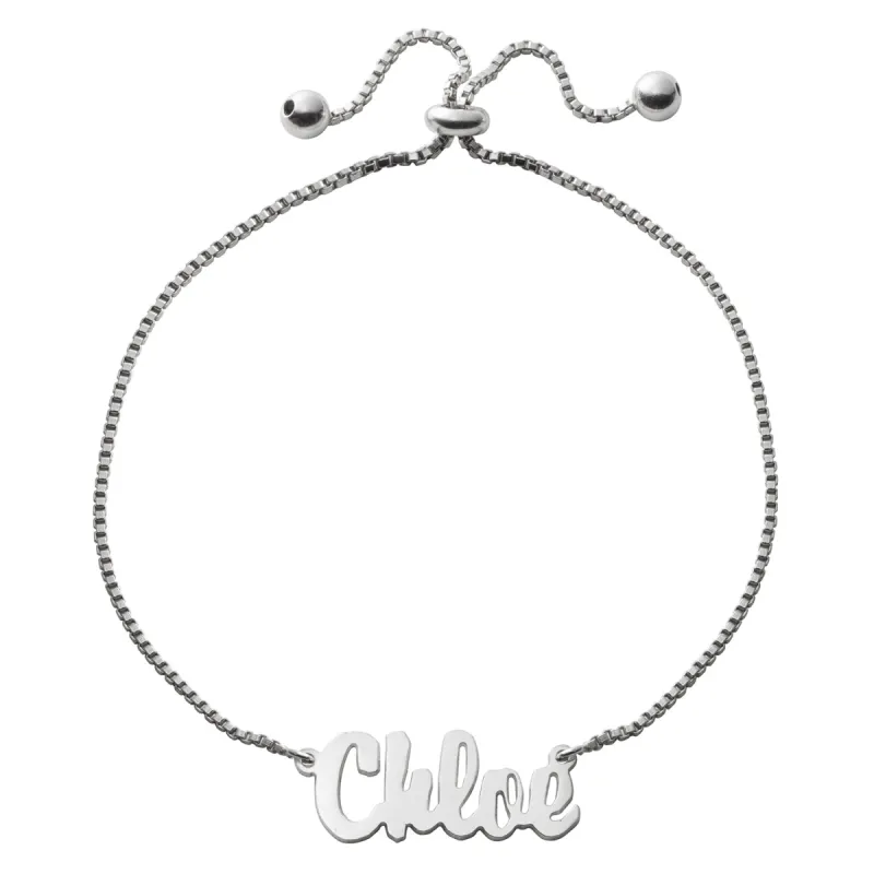 Sterling Silver Script Name Adjustable Bracelet sold by Limoges Jewelry