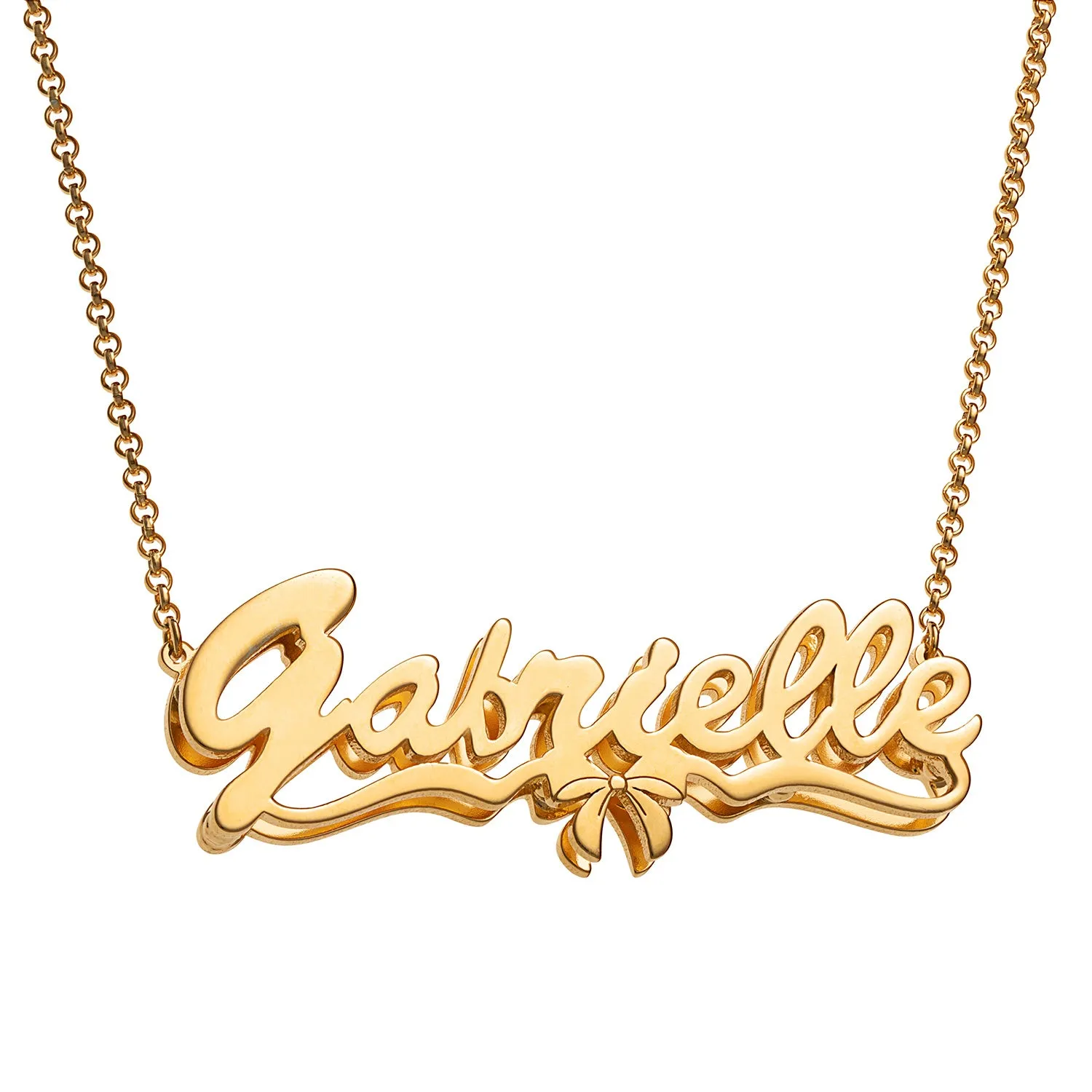 Personalized 14K Gold over Sterling Double Nameplate Necklace sold by Limoges Jewelry