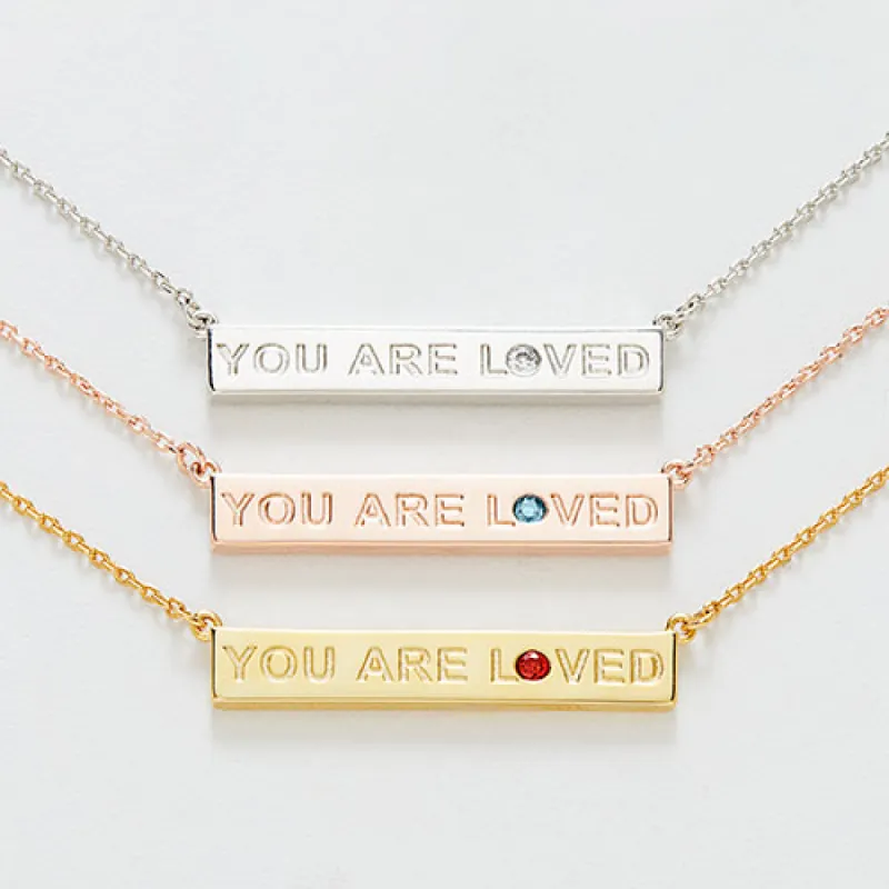 YOU ARE LOVED Birthstone Empowerment Necklace sold by Limoges Jewelry