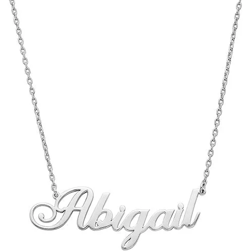 Sterling Silver Fancy Script Name Plaque with Free Fresh Water Pearl Earrings sold by Limoges Jewelry product image thumbnail 2