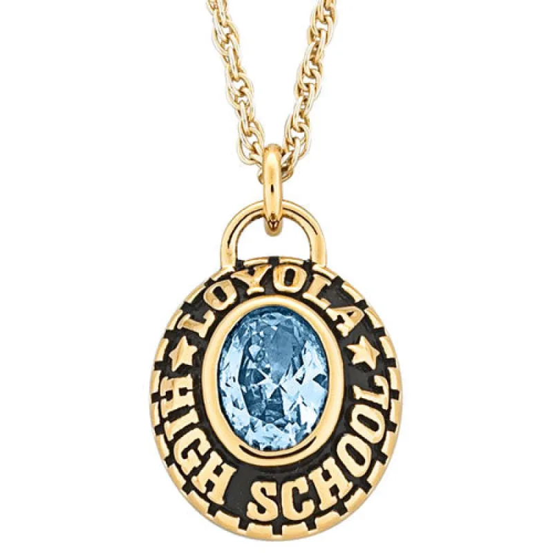 14K Gold over Sterling Oval Birthstone Class Necklace sold by Limoges Jewelry