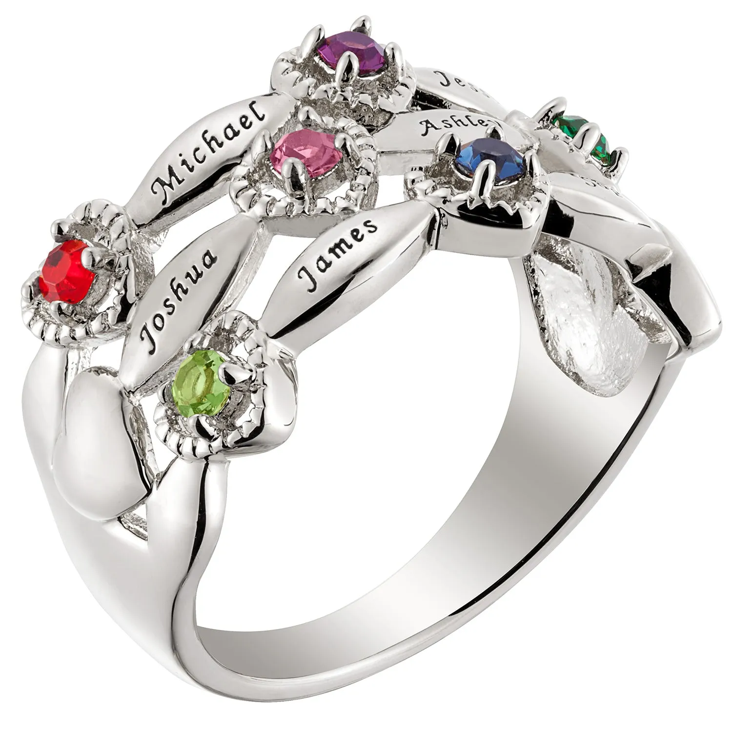 Sterling Silver Family Name and Birthstone Ring sold by Limoges Jewelry product image thumbnail 2