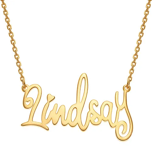 10K Yellow Gold Fancy Script Name Necklace sold by Limoges Jewelry