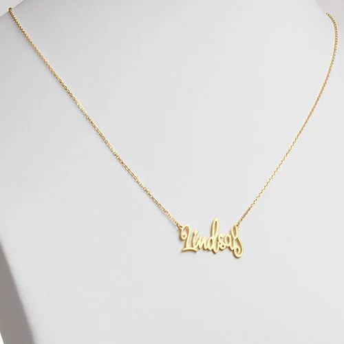 10K Yellow Gold Fancy Script Name Necklace sold by Limoges Jewelry product image thumbnail 2