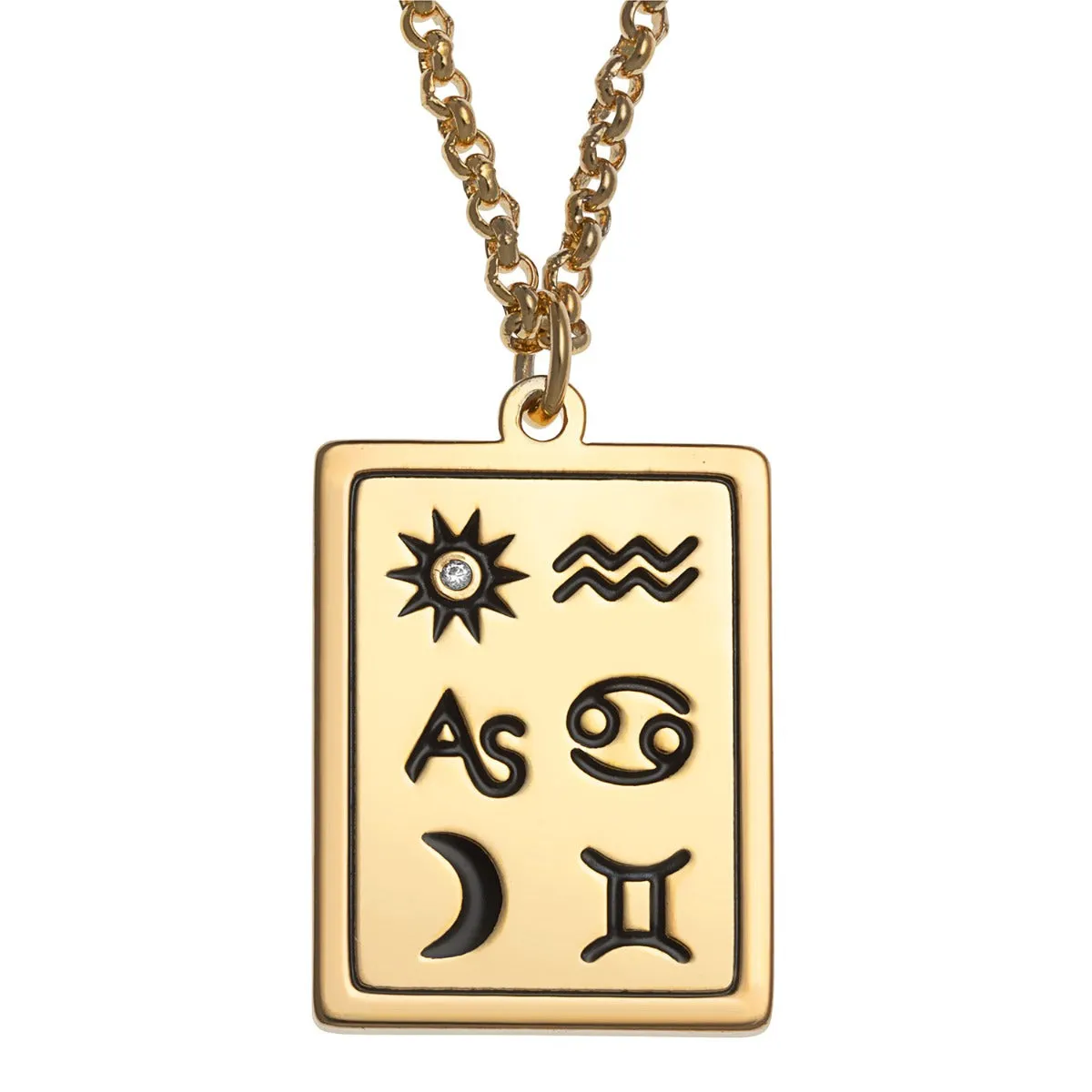 14K Gold Plated Personalized 3 Zodiac Signs Name Pendant Necklace sold by Limoges Jewelry