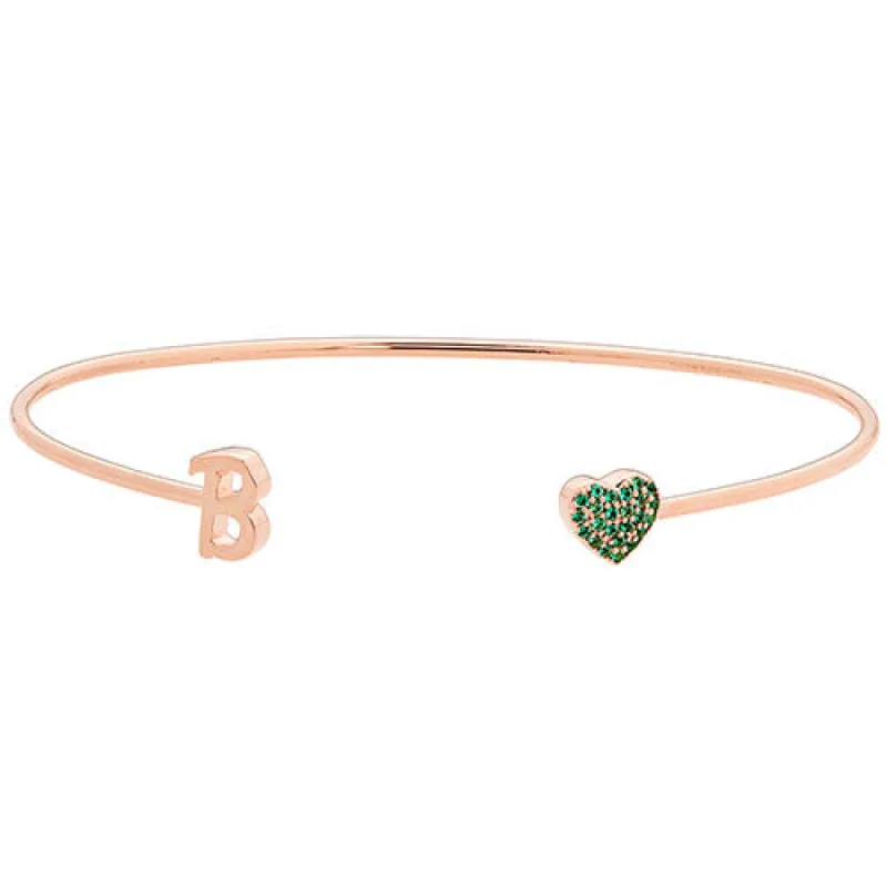 From the Heart 14K Rose Gold Plated Initial and Birthstone Heart Flexible Bracelet sold by Limoges Jewelry