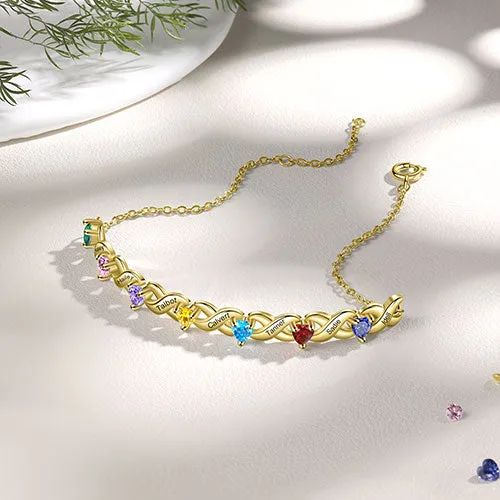14K Gold Plated Engraved Heart Birthstone X Bracelet sold by Limoges Jewelry product image thumbnail 2