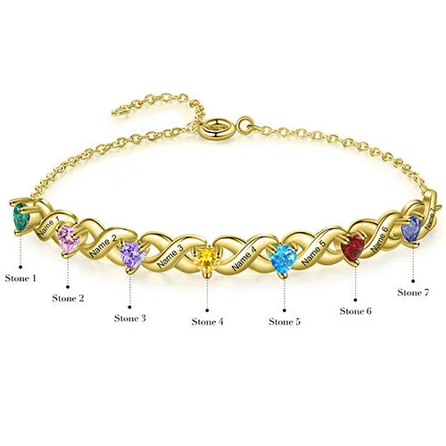 14K Gold Plated Engraved Heart Birthstone X Bracelet sold by Limoges Jewelry product image thumbnail 3