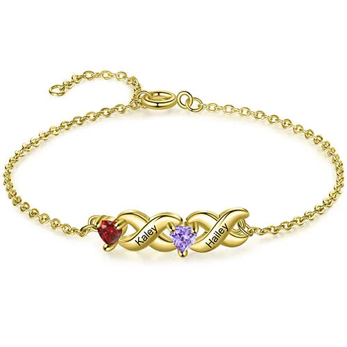 14K Gold Plated Engraved Heart Birthstone X Bracelet sold by Limoges Jewelry product image thumbnail 4