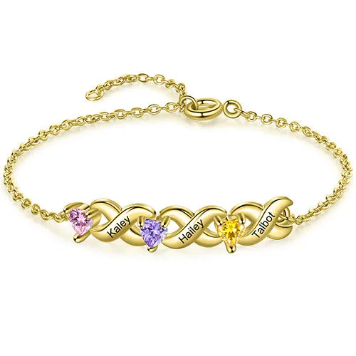 14K Gold Plated Engraved Heart Birthstone X Bracelet sold by Limoges Jewelry product image thumbnail 5