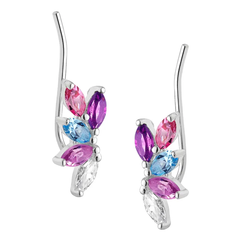 Sterling Silver Family Marquise Birthstone Crawler Earring sold by Limoges Jewelry