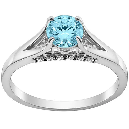 Silver Plated Simulated Blue Topaz and Clear Crystal Ring sold by Limoges Jewelry