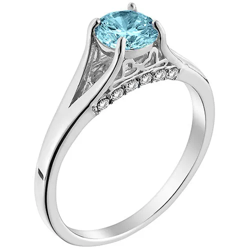 Silver Plated Simulated Blue Topaz and Clear Crystal Ring sold by Limoges Jewelry product image thumbnail 2