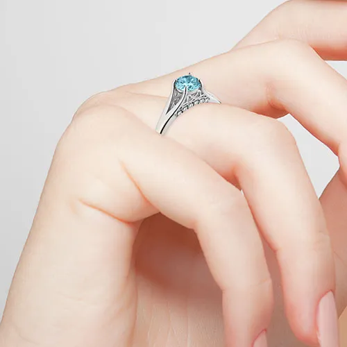 Silver Plated Simulated Blue Topaz and Clear Crystal Ring sold by Limoges Jewelry product image thumbnail 4