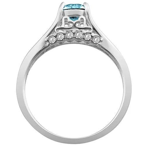 Silver Plated Simulated Blue Topaz and Clear Crystal Ring sold by Limoges Jewelry product image thumbnail 3