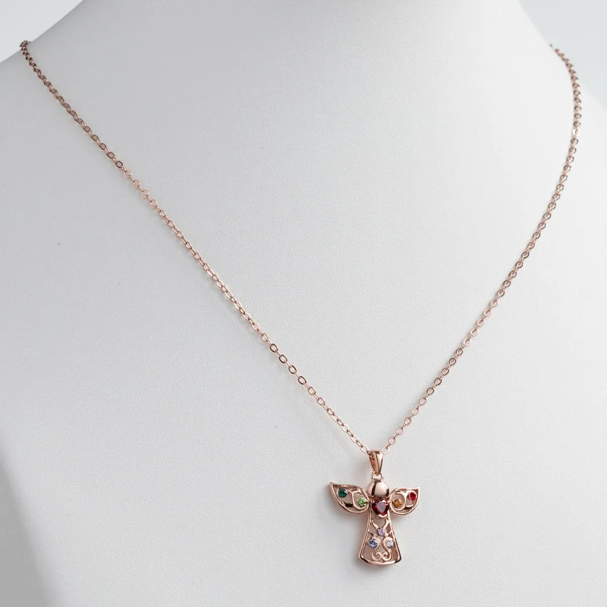 14K Rose Gold Plated Birthstone Guardian Angel Pendant sold by Limoges Jewelry product image thumbnail 2