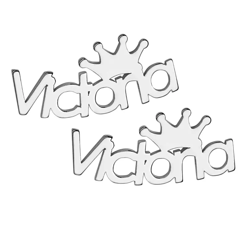 Silver Plated Name with Crown Crawler Earrings sold by Limoges Jewelry