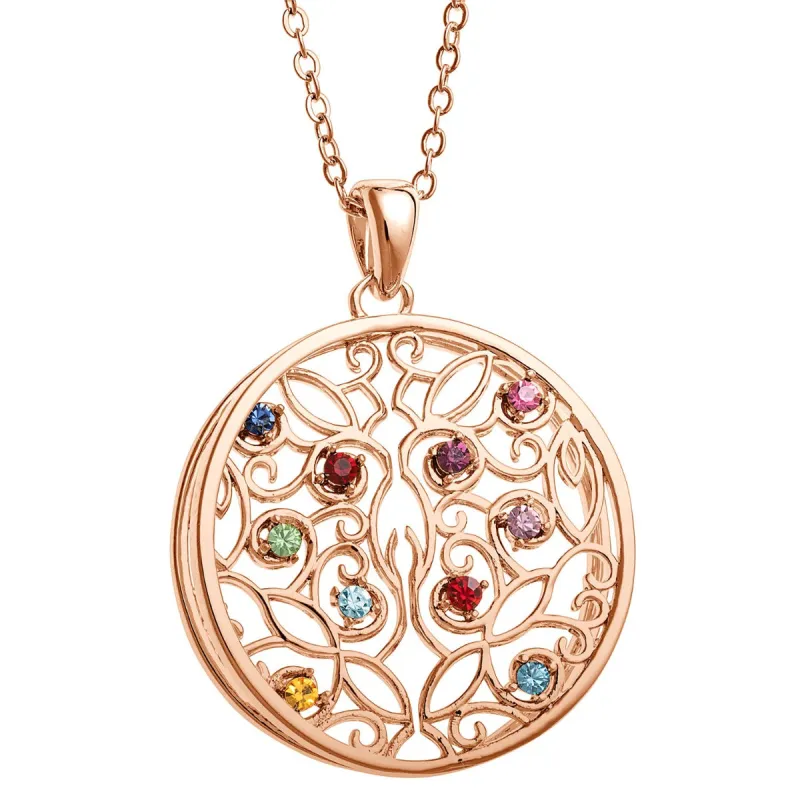 14K Rose Gold Plated 3D Family Filigree Pendant sold by Limoges Jewelry